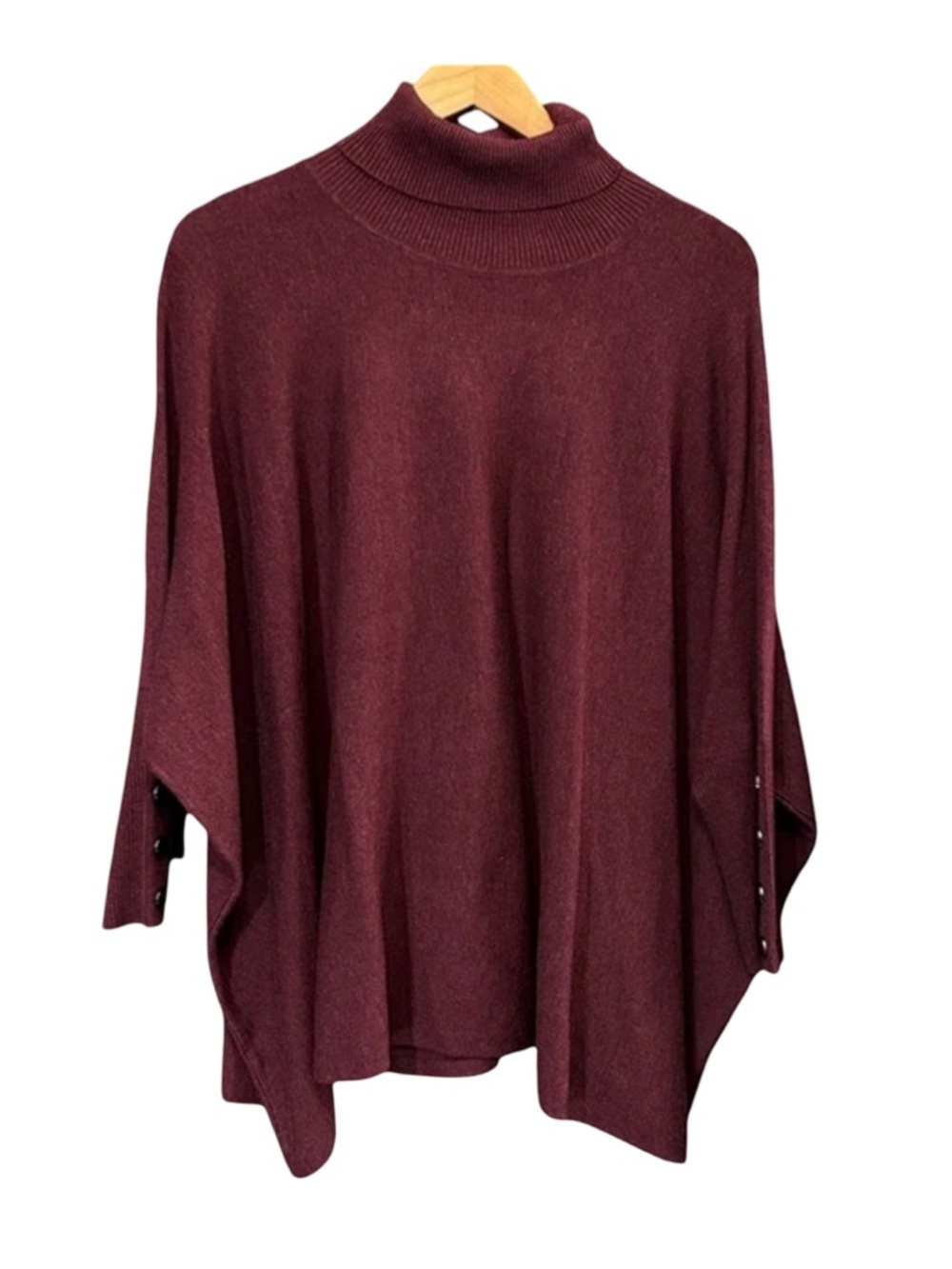 Red Oversized Poncho Sweater with Batwing Sleeves